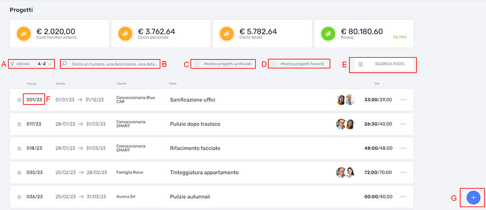 VIC Studio Dashboard Progetti